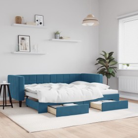 Trundle sofa bed with drawers blue velvet 80x200 cm by vidaXL, Beds and slatted bases - Ref: Foro24-3196731, Price: 319,78 €,...