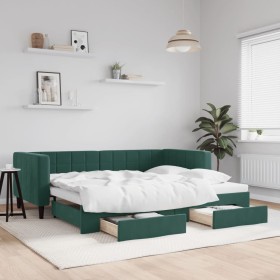 Trundle sofa bed with drawers dark green velvet 80x200 cm by vidaXL, Beds and slatted bases - Ref: Foro24-3196734, Price: 320...