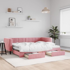 Sofá cama nido con cajones terciopelo rosa 80x200 cm de vidaXL, Camas y somieres - Ref: Foro24-3196735, Precio: 326,66 €, Des...