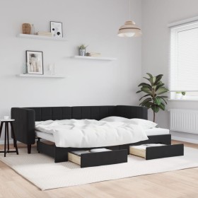 Trundle sofa bed with drawers black velvet 80x200 cm by vidaXL, Beds and slatted bases - Ref: Foro24-3196736, Price: 314,29 €...