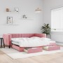 Sofá cama nido con cajones terciopelo rosa 100x200 cm de vidaXL, Camas y somieres - Ref: Foro24-3196749, Precio: 338,99 €, De...