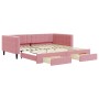 Sofá cama nido con cajones terciopelo rosa 100x200 cm de vidaXL, Camas y somieres - Ref: Foro24-3196749, Precio: 338,99 €, De...