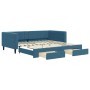 Trundle sofa bed with drawers blue velvet 100x200 cm by vidaXL, Beds and slatted bases - Ref: Foro24-3196745, Price: 337,19 €...