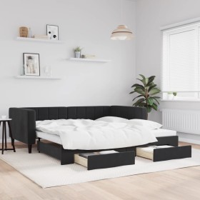 Trundle sofa bed with drawers black velvet 100x200 cm by vidaXL, Beds and slatted bases - Ref: Foro24-3196750, Price: 351,99 ...