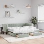 Trundle sofa bed with drawers light gray velvet 90x190 cm by vidaXL, Beds and slatted bases - Ref: Foro24-3196752, Price: 317...