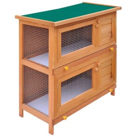 Small animal house, wooden rabbit cage with 4 doors. by vidaXL, Cages and habitats for small animals - Ref: Foro24-170159, Pr...