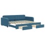 Sofá cama nido con cajones terciopelo azul 90x200 cm de vidaXL, Camas y somieres - Ref: Foro24-3196976, Precio: 324,62 €, Des...