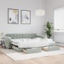 Trundle sofa bed with drawers light gray velvet 90x200 cm by vidaXL, Beds and slatted bases - Ref: Foro24-3196977, Price: 334...