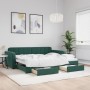 Trundle sofa bed with drawers dark green velvet 90x200 cm by vidaXL, Beds and slatted bases - Ref: Foro24-3196979, Price: 331...