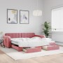 Sofá cama nido con cajones terciopelo rosa 100x200 cm de vidaXL, Camas y somieres - Ref: Foro24-3196987, Precio: 337,38 €, De...