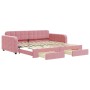 Sofá cama nido con cajones terciopelo rosa 100x200 cm de vidaXL, Camas y somieres - Ref: Foro24-3196987, Precio: 337,38 €, De...