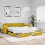 Trundle sofa bed with drawers yellow velvet 100x200 cm by vidaXL, Beds and slatted bases - Ref: Foro24-3196989, Price: 373,88...