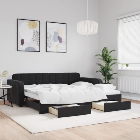 Trundle sofa bed with drawers black velvet 90x190 cm by vidaXL, Beds and slatted bases - Ref: Foro24-3196992, Price: 362,99 €...