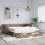 Trundle sofa bed with drawers cappuccino synthetic leather 90x200 cm by vidaXL, Beds and slatted bases - Ref: Foro24-3197734,...