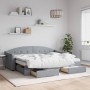 Trundle sofa bed with drawers light gray fabric 80x200 cm by vidaXL, Beds and slatted bases - Ref: Foro24-3197561, Price: 321...