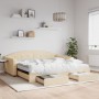 Sofá cama nido con cajones tela color crema 100x200 cm de vidaXL, Camas y somieres - Ref: Foro24-3197575, Precio: 332,65 €, D...