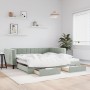 Trundle sofa bed with drawers light gray velvet 100x200 cm by vidaXL, Beds and slatted bases - Ref: Foro24-3196746, Price: 37...