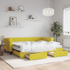 Trundle sofa bed with drawers yellow velvet 90x200 cm by vidaXL, Beds and slatted bases - Ref: Foro24-3197848, Price: 542,99 ...