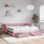 Sofá cama nido con cajones terciopelo rosa 90x200 cm de vidaXL, Camas y somieres - Ref: Foro24-3197846, Precio: 489,53 €, Des...