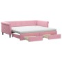 Sofá cama nido con cajones terciopelo rosa 90x200 cm de vidaXL, Camas y somieres - Ref: Foro24-3197846, Precio: 484,64 €, Des...