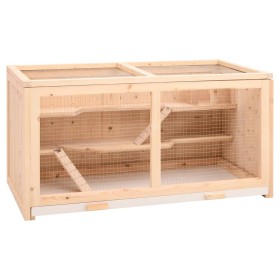 Jaula para hámster madera maciza abeto 104x52x54 cm de vidaXL, Jaulas y habitáculos para animales pequeños - Ref: Foro24-1723...