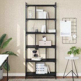 6-shelf engineered wood bookcase in black, 76x32x192 cm by vidaXL, Bookcases and shelves - Ref: Foro24-833945, Price: 92,14 €...