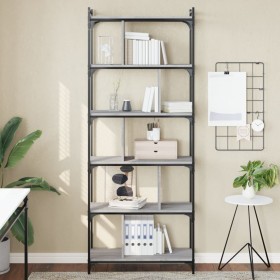 Sonoma gray engineered wood 6-shelf bookcase 76x32x192 cm by vidaXL, Bookcases and shelves - Ref: Foro24-833948, Price: 94,22...