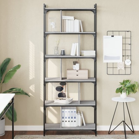 Sonoma gray engineered wood 6-shelf bookcase 76x32x192 cm by vidaXL, Bookcases and shelves - Ref: Foro24-833948, Price: 94,22...