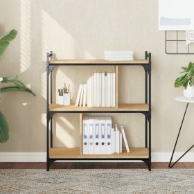 Bücherregal mit 3 Regalen, Holzwerkstoff Sonoma-Eiche 76x32x88 cm von vidaXL, Bücherregale und Regale - Ref: Foro24-833931, P...