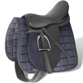 17.5" and 12 cm black leather horse saddle set, 5 in 1 by vidaXL, Frames - Ref: Foro24-90644, Price: 189,87 €, Discount: %