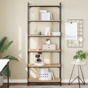 Bookcase with 6 shelves engineered wood Sonoma oak 76x32x192 cm by vidaXL, Bookcases and shelves - Ref: Foro24-833946, Price:...