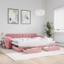 Sofá cama nido con cajones terciopelo rosa 90x200 cm de vidaXL, Camas y somieres - Ref: Foro24-3197004, Precio: 478,66 €, Des...