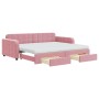 Sofá cama nido con cajones terciopelo rosa 90x200 cm de vidaXL, Camas y somieres - Ref: Foro24-3197004, Precio: 478,66 €, Des...