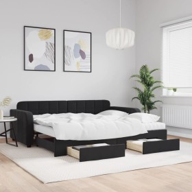 Trundle sofa bed with drawers black velvet 90x200 cm by vidaXL, Beds and slatted bases - Ref: Foro24-3197005, Price: 484,74 €...