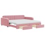 Sofá cama nido con cajones terciopelo rosa 100x200 cm de vidaXL, Camas y somieres - Ref: Foro24-3197011, Precio: 503,42 €, De...