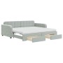 Trundle sofa bed with drawers light gray velvet 90x190 cm by vidaXL, Beds and slatted bases - Ref: Foro24-3197014, Price: 566...