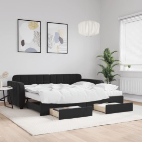 Trundle sofa bed with drawers black velvet 90x190 cm by vidaXL, Beds and slatted bases - Ref: Foro24-3197016, Price: 577,74 €...