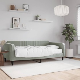 Sofa bed with light gray velvet mattress 90x190 cm by vidaXL, Beds and slatted bases - Ref: Foro24-3197052, Price: 333,99 €, ...