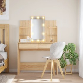 Dressing table with LED lights Sonoma oak 96x40x142 cm by vidaXL, Bedroom Dressers - Ref: Foro24-837894, Price: 120,46 €, Dis...