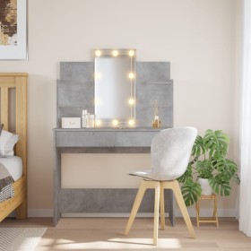 Concrete gray dressing table with LED lights 96x40x142 cm by vidaXL, Bedroom Dressers - Ref: Foro24-837895, Price: 97,82 €, D...