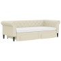 Trundle sofa bed with drawers cream synthetic leather 90x200 cm by vidaXL, Beds and slatted bases - Ref: Foro24-3197737, Pric...