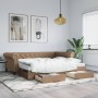 Trundle sofa bed with drawers cappuccino synthetic leather 90x200 cm by vidaXL, Beds and slatted bases - Ref: Foro24-3197738,...