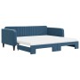 Trundle sofa bed with blue velvet mattress 100x200 cm by vidaXL, Beds and slatted bases - Ref: Foro24-3197093, Price: 441,81 ...