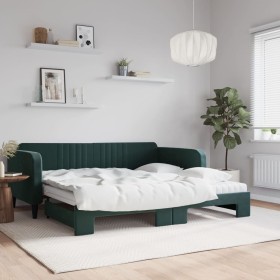 Trundle sofa bed with dark green velvet mattress 100x200 cm by vidaXL, Beds and slatted bases - Ref: Foro24-3197096, Price: 5...