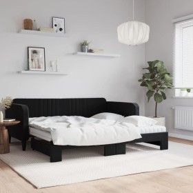 Trundle sofa bed with black velvet mattress 90x190 cm by vidaXL, Beds and slatted bases - Ref: Foro24-3197102, Price: 466,99 ...