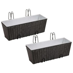 Balcony planter trapezoid black rattan 50 cm 2 units by vidaXL, Pots and planters - Ref: Foro24-41086, Price: 45,51 €, Discou...