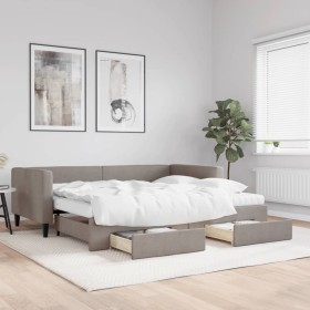 Trundle sofa bed with drawers taupe gray fabric 90x200 cm by vidaXL, Beds and slatted bases - Ref: Foro24-3196635, Price: 491...