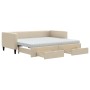 Sofá cama nido con cajones tela color crema 90x200 cm de vidaXL, Camas y somieres - Ref: Foro24-3196636, Precio: 466,53 €, De...