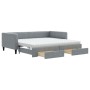 Trundle sofa bed with drawers light gray fabric 100x200 cm by vidaXL, Beds and slatted bases - Ref: Foro24-3196637, Price: 49...