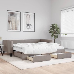 Trundle sofa bed with drawers taupe gray fabric 100x200 cm by vidaXL, Beds and slatted bases - Ref: Foro24-3196640, Price: 63...